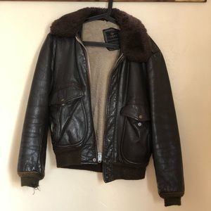 Vintage leather sherpa lined jacket